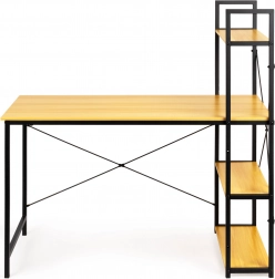 Fa számítógép-asztal loft stílusú polcokkal