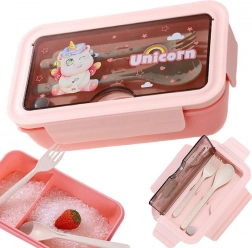 Uzsonnás doboz rekeszekkel és evőeszközzel, 1 l