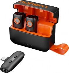 HOHEM vezeték nélküli mikrofonrendszer töltőtokkal (2 adó + 1 vevő)