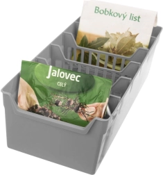 Konyhai fűszertasak-rendező, szürke, 30 × 13 × 8 cm