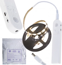 Vízálló LED szalag mozgásérzékelővel, USB/elem, 1 m, 59 LED, meleg fehér