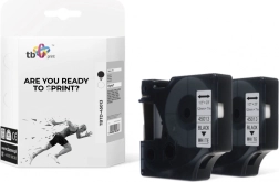 DYMO-hoz való szalag 12 mm x 7 m, fekete nyomat fehér alapon, 2 db