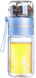Toro üveg utazó teás palack kétszűrű boroszilikát üvegből 165 + 90 ml