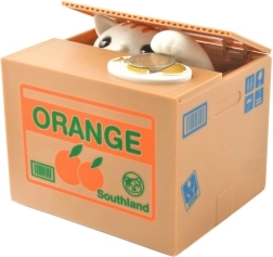 Interaktív persely macskával – pénzérme-doboz