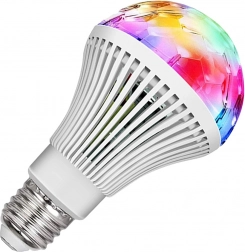 Forgó RGB LED izzó E27 diszkógömb