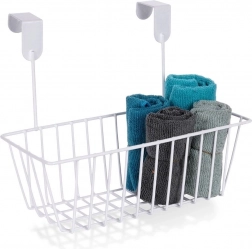 Fehér fém akasztós kosár ajtóra, 28,5 cm