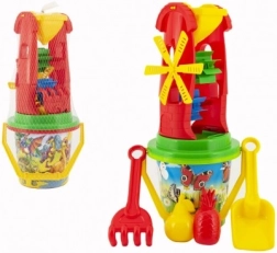 Homokozókészlet malommal és formákkal