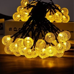 Napelemes kerti fényfüzér gömbökkel, 50 LED, 7,5 m