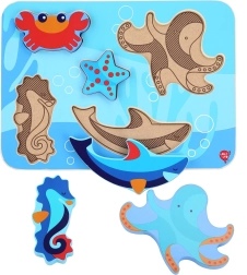 Fa betétes puzzle Sea World – LUCY & LEO, 6 darab