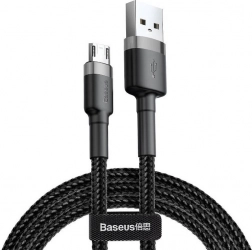 Baseus Cafule micro USB kábel 2 m, szürke–fekete, szövetfonott