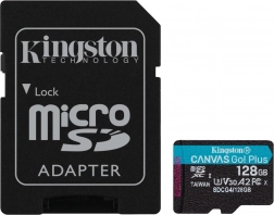 MicroSD kártya 128 GB Kingston Canvas Go! Plus A2 U3 V30 adapterrel