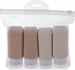 Szilikon utazó kozmetikai flakonok tokban, 5 darabos készlet