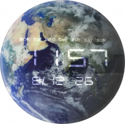 Fali digitális földgömb óra LED kijelzővel, 32 cm, kék