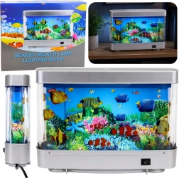 Dekoratív LED éjjeli lámpa akvárium mozgó 3D halacskákkal