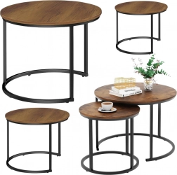 Természetes fából készült 3 az 1-ben kerek konferenciaasztal szett