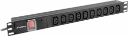 Rack PDU elosztó 19" 1U, 10x IEC C13, C14 bemenet, 2 m, 10A, fekete