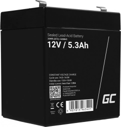 Karbantartásmentes GREEN CELL AGM akkumulátor 12 V 5,3 Ah riasztókhoz, pénztárgépekhez és játékokhoz