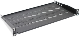 Polc rack szekrényhez 19" 1U, 483 × 250 mm, fekete, perforált