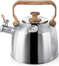 Acél vízforraló síppal és hőmérővel, 3,2 l
