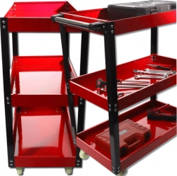 BITUXX műhelykocsi 3 polccal, mobil, 100 kg, piros