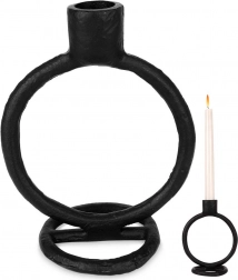 Alumínium gyertyatartó magas gyertyához, fekete, 15 cm