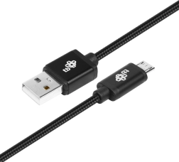USB–micro USB kábel 1,5 m fekete textilfonattal