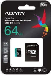 Premier Pro microSD kártya 64 GB UHS-I U3 V30 A2 + SD adapter