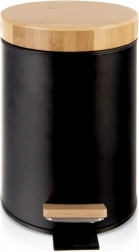 Fém pedálos szemetes 3 l, fekete bambusz fedéllel