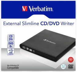 Külső slim CD/DVD-író USB 2.0 VERBATIM