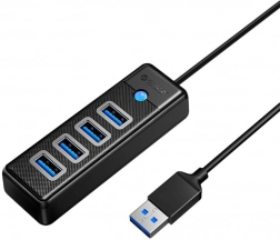 Orico USB hub 4× USB 3.0, 5 Gbps, 0,15 m kábel, fekete