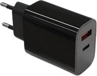 Hálózati töltő 20 W USB‑C és USB‑A porttal, Power Delivery, fekete