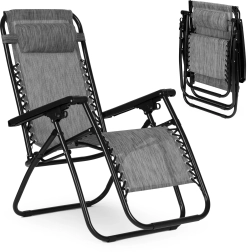 Kerti dönthető szék zéró gravitációs rendszerrel, szürke – MODERNHOME