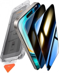 TORRAS Install Master adatvédelmi edzett üveg iPhone 16 Plushoz