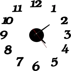 DIY öntapadós falióra – fekete, állítható 12 órás