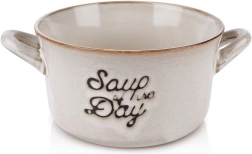 Kerámia leveses tál fülekkel 600 ml – szürke