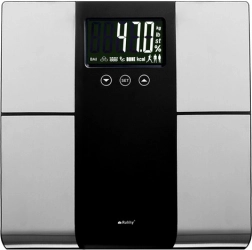 RUHHY analitikus személymérleg LCD-vel, BMI-mérés, 10 profil, 225 kg terhelhetőség
