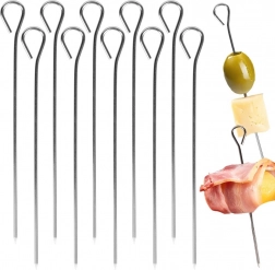Rozsdamentes acél konyhai nyársak szemmel, 10 cm, 10 db