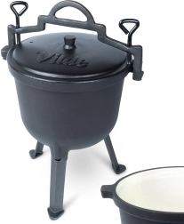 Zománcozott vas bogrács lábakkal és fedővel, 8 l, VILDE CAST LINE