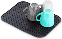 Szilikon edényszárító csepegtető alátét fekete 34 × 26,5 cm