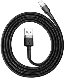 Baseus Cafule Lightning–USB töltő- és adatkábel, 1 m, 2,4 A, szürke–fekete