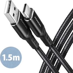 USB-C - USB-A Axagon kábel 1,5 m, alumínium, nejlon fonat