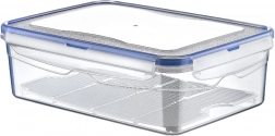 Műanyag élelmiszer-tartó doboz fedéllel és tömítéssel, rácsbetéttel, 4,3 l