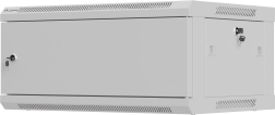 Fali 19" rack szekrény 4U 600 × 450 mm, szürke, fém ajtó, LANBERG WF01 (lapra szerelt)