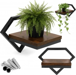 Fali függő polc növényekhez, loft stílusú ModernHome – gyémánt alakú keret