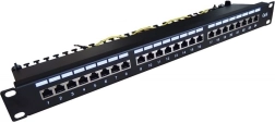 Patch panel 19'' 24x RJ45 kat.6, fekete
