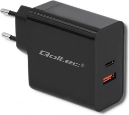 Qoltec 63W töltő USB-C PD és USB QC 3.0 fekete