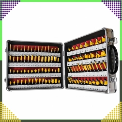 100 darabos fa marófej készlet, 1/4" (6,35 mm) szár, alumínium koff erben