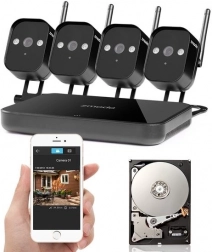 Zmodo 720p Wi‑Fi kamerarendszer mini NVR-rel és 1 TB merevlemezzel (4 kamera)