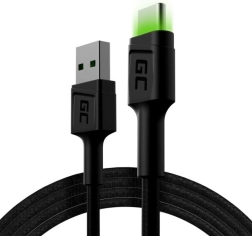 GREEN CELL Ray USB-A–USB-C töltő- és adatkábel 120 cm LED háttérvilágítással