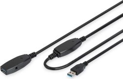 Aktív USB 3.0 hosszabbító kábel típus A/A fekete 10m